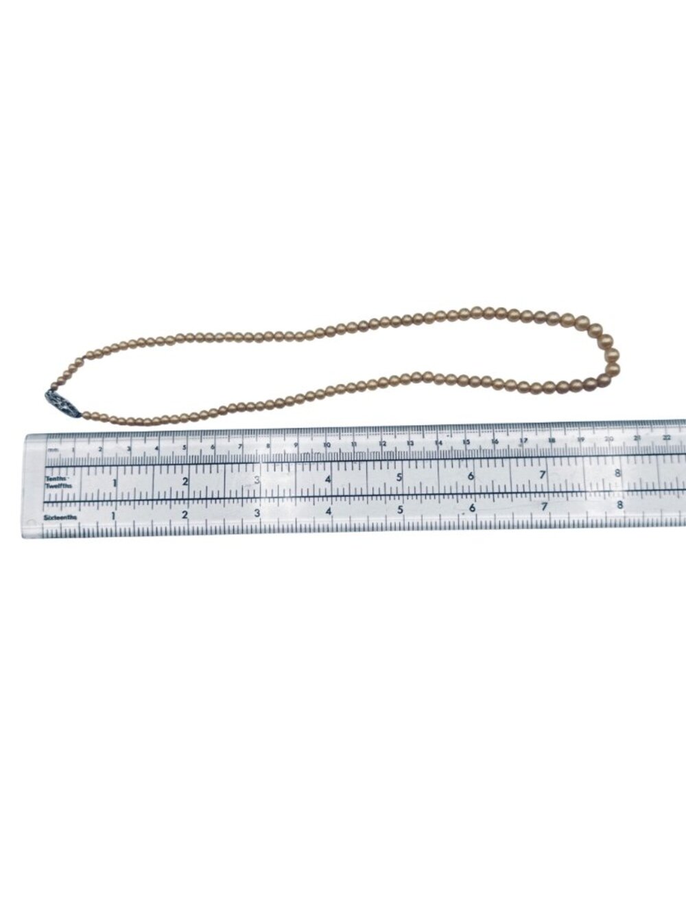 Vintage Cultured Pearl Necklace 16" Sterling Fish Hook Clasp Graduated 3-5mm - Picture 6 of 8